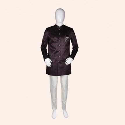Men's Dark Plum Sherwani (1)