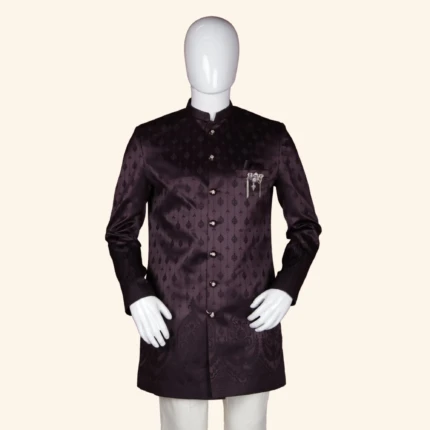 Men's Dark Plum Sherwani (2)