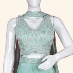 Mint Green Organza Sharara Set with Sequined Crop Top (5)