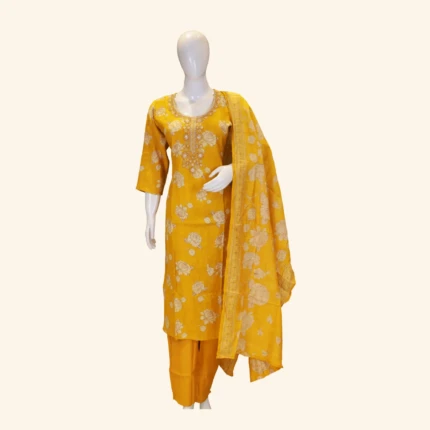Mustard Kota Cotton Kurti Set (1)