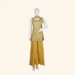 Mustard Yellow Raw Silk Embroidered Sharara Set (1)