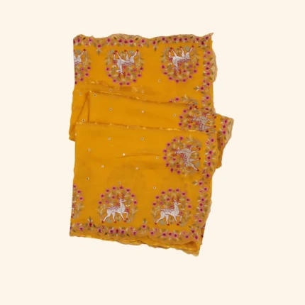 Mustard Yellow Space Silk Saree (1)