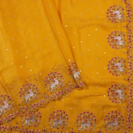 Mustard Yellow Space Silk Saree (2)