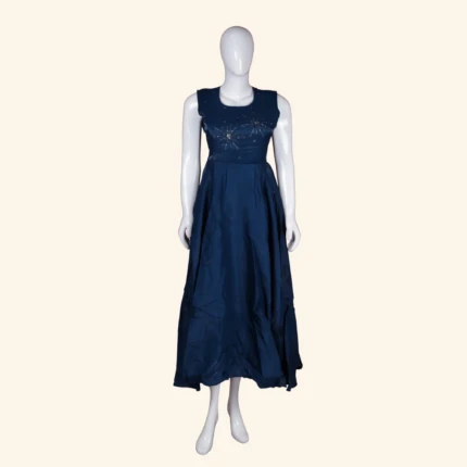 Navy Blue Starburst Embellished Long Frock (1)