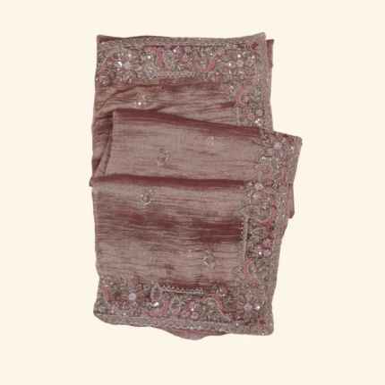 Old Rose Glass Tissue Saree (1)