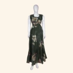 Olive Floral Long Frock (1)