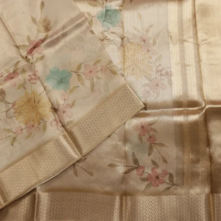 Organza Golden Floral Saree (2)