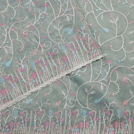Pale Green Glass Tissue Saree (3)