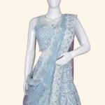 Pastel Blue & White Sequined Embroidered Designer Lehenga (2)
