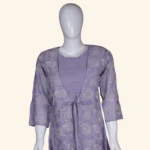 Pastel Lavender Embroidered Layered Long Frock (2)
