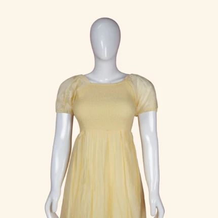 Pastel Yellow Embroidered Long Frock (2)
