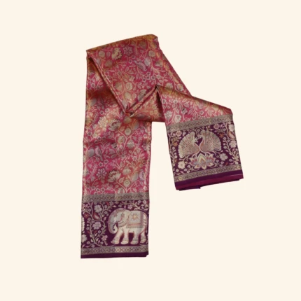 Peach Pink Kanchipuram Pattu Saree (1)
