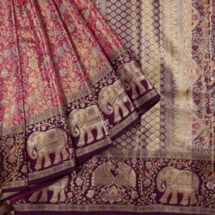 Peach Pink Kanchipuram Pattu Saree (3)