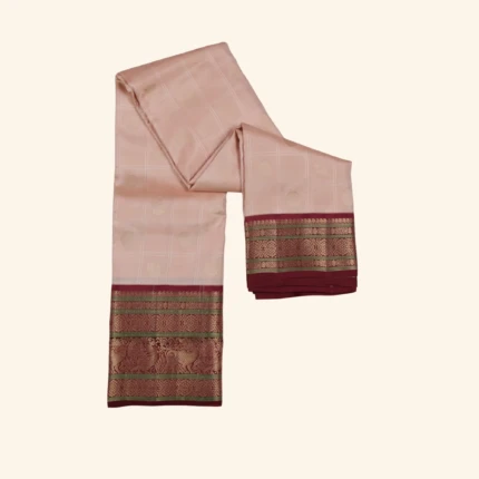 Peach Vintage Kanchi Pattu Saree (1)