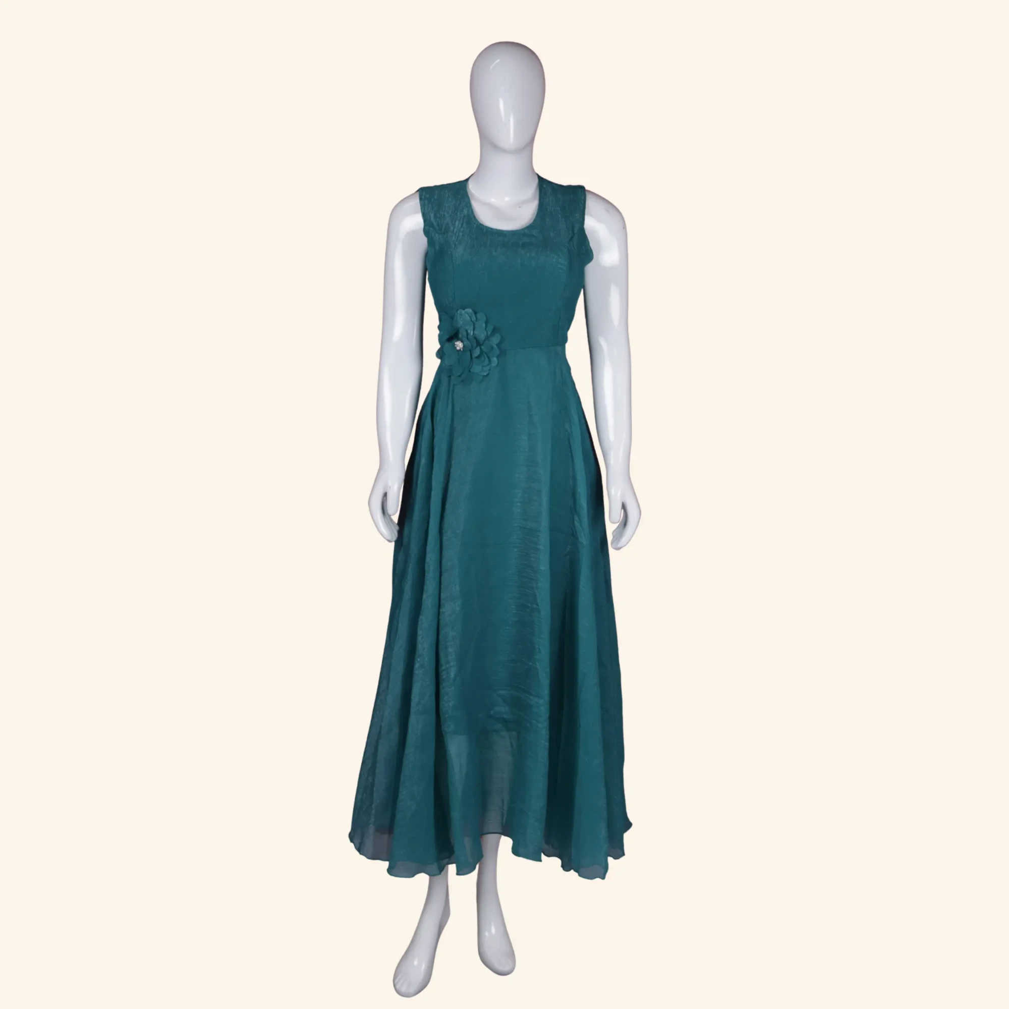 Peacock Blue Floral Long Frock (1) Peacock Blue Floral Long Frock (1)