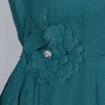 Peacock Blue Floral Long Frock (3)