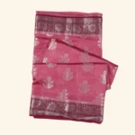 Pink Banarasi Silk Saree with Floral Zari Border & Brocade Pallu (1)