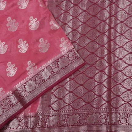 Pink Banarasi Silk Saree with Floral Zari Border & Brocade Pallu (3)