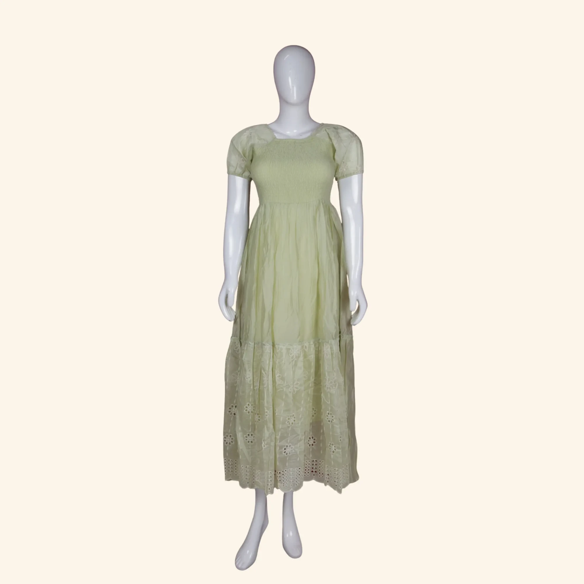 Pistachio Smocked Long Frock (10) Pistachio Smocked Long Frock (10)