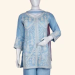 Powder Blue Chikankari Embroidered Sharara Set (2)