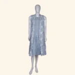 Powder Blue Embroidered Layered Long Frock (1)