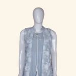 Powder Blue Embroidered Layered Long Frock (2)