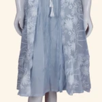 Powder Blue Embroidered Layered Long Frock (3)