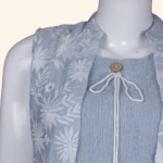 Powder Blue Embroidered Layered Long Frock (4)
