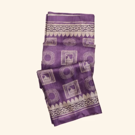 Purple Boat & Circle Motifs Saree (1)