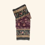 Purple Olive Green Border Floral Motif Saree (1)