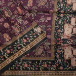 Purple Olive Green Border Floral Motif Saree (2)