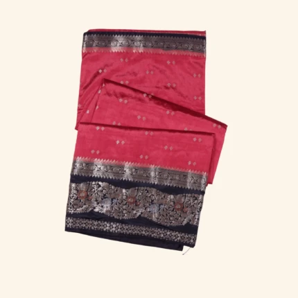 Rani Pink Floral Zari Woven Silk Saree (1)