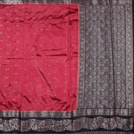 Rani Pink Floral Zari Woven Silk Saree (2)