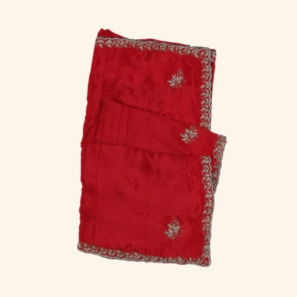 red Crepe Silk Saree (1)