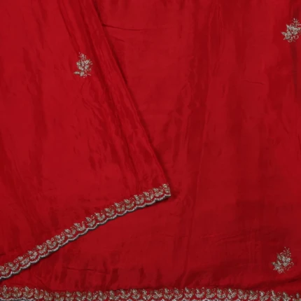 red Crepe Silk Saree (3)