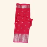 Red Saree with Silver Zari Butti & Traditional Border (1)
