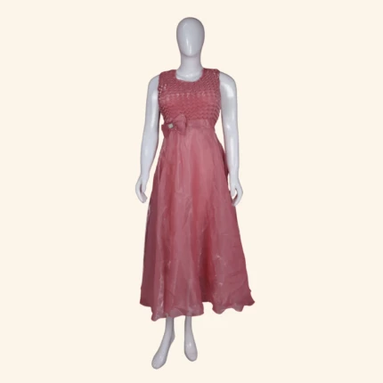 Rose Gold Embellished Long Frock (1)