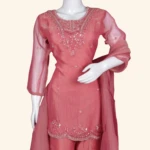 Rose Pink Chanderi Silk Embroidered Sharara Set (2)