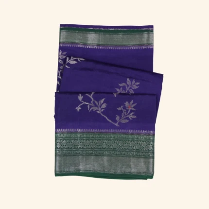 Royal Blue & Forest Green Woven Fancy Saree (1)