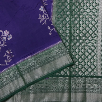 Royal Blue & Forest Green Woven Fancy Saree (3)