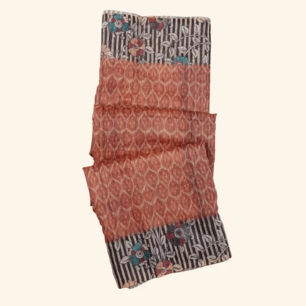 Rust Brown Ikat Pattern Saree (1)