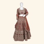Rust Orange & Gold Traditional Peacock Embroidered Bridal Lehenga (1)