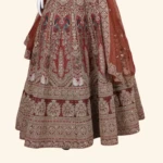 Rust Orange & Gold Traditional Peacock Embroidered Bridal Lehenga (4)