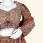 Rust Orange & Gold Traditional Peacock Embroidered Bridal Lehenga (5)