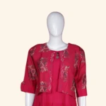 Rust Red Printed Layered Long Frock (2)