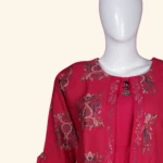 Rust Red Printed Layered Long Frock (4)