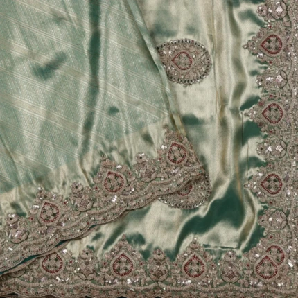 Sage Green Banaras Tissue Saree (2)