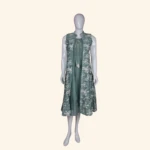Sage Green Embroidered Layered Long Frock (1)