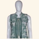 Sage Green Embroidered Layered Long Frock (2)