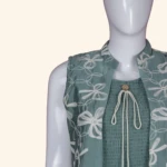 Sage Green Embroidered Layered Long Frock (4)